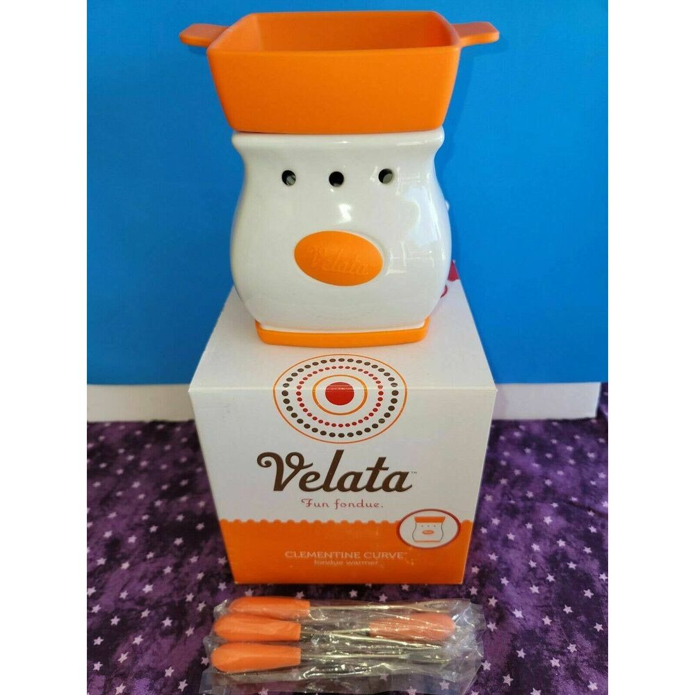 Velata Fun Fondue Warmer Clementine Curve Scentsy Orange Open Box Electric